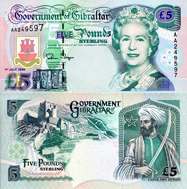 Gibraltar 5 Pound Pick Number: 25 UNC Banknote