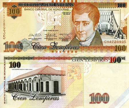 Honduras 100 Lempiras Pick Number: 102b UNC Banknote