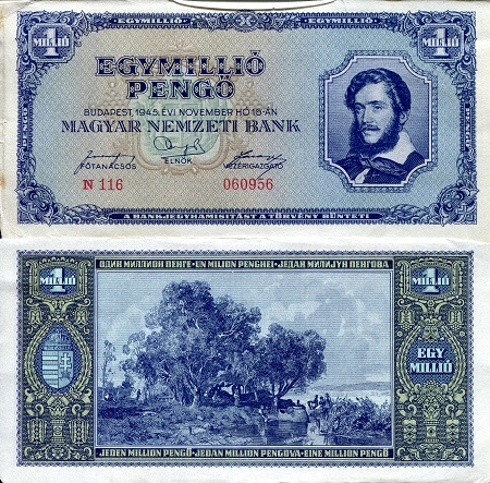 Hungary 1,000,000 Pengo Pick Number: 122 F/VG (see large scan) Banknote