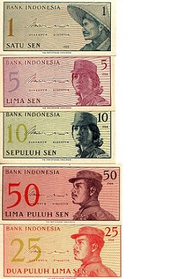 Indonesia 1-50 Sen Pick Number: 90-94a UNC Banknote