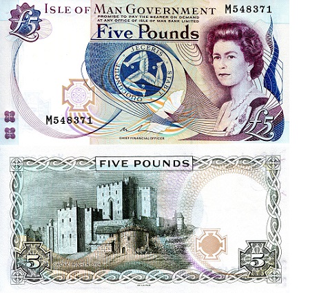 Isle of Man 5 Pound Pick Number: 48 UNC Banknote