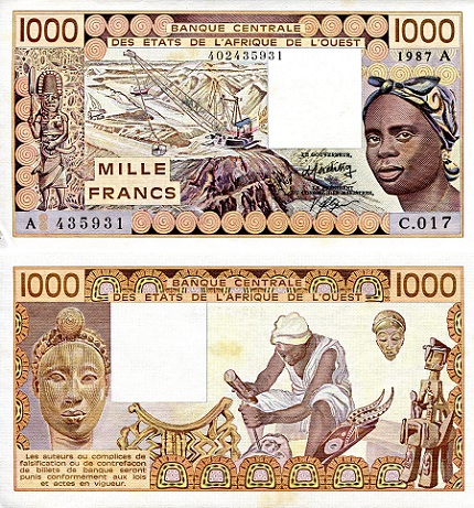 Ivory Coast Francs banknotes