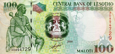 Lesotho 100 Maloti Pick Number: 19b UNC Banknote