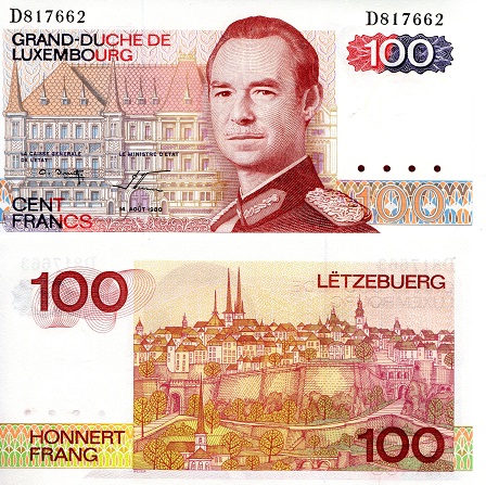 Luxembourg Francs banknotes