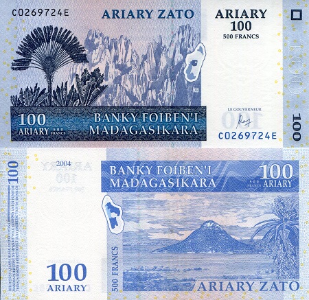 Madagascar 100 Ariary Pick Number: 86c UNC Banknote