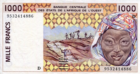 Mali 1,000 Francs Pick Number: 411De XF (see large scan) Banknote