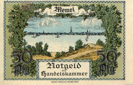 Memel 1/2 Pfennig Pick Number: 1 XF/VF+ (see large scan - cut off center) Banknote