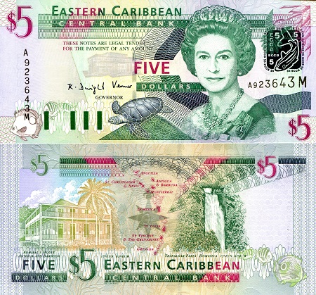 Montserrat 5 Dollars Pick Number: 42M UNC Banknote