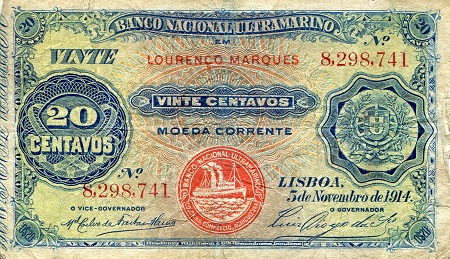 Mozambique 20 Centavos Pick Number: 54 F/VG (see large scan) Banknote