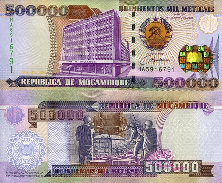 Mozambique Escudos and Metacais banknotes