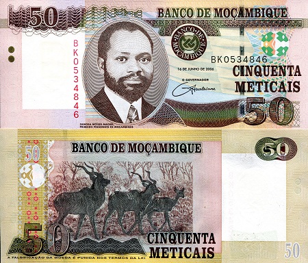 Mozambique 50 Meticais Pick Number: 144 UNC Banknote