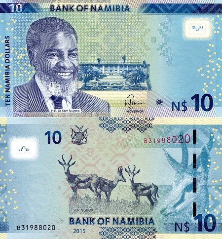 Namibia 10 Dollars Pick Number: 16a UNC Banknote