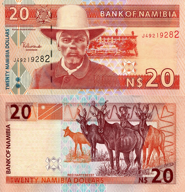 Namibia 20 Dollars Pick Number: 6b UNC Banknote