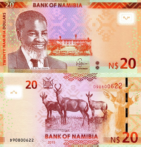 Namibia 20 Dollars Pick Number: 17a UNC Banknote