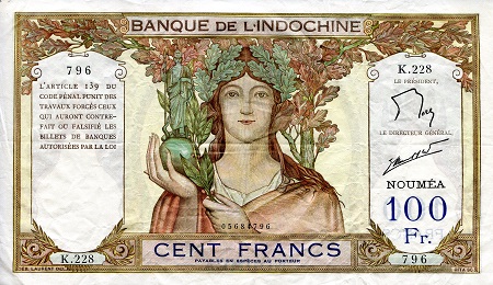 New Caledonia Francs banknotes