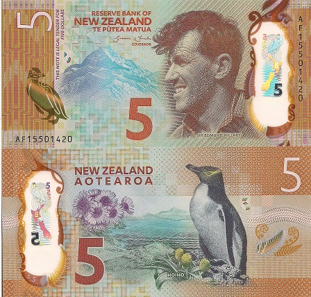 New Zealand 5 Dollars Pick Number: 191 UNC Banknote