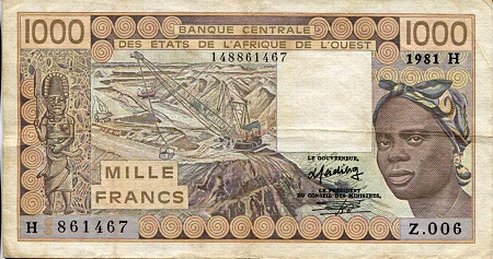 Niger 1,000 Francs Pick Number: 607Hb F+ (See large scan) Banknote