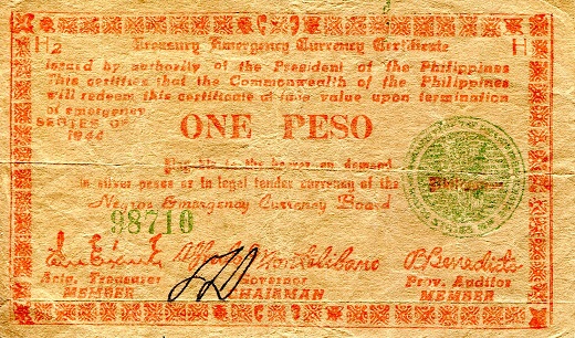 Philippines (Emergency Issue) 1 Peso Pick Number: S673 VG/G (see scan) Banknote