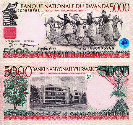 Rwanda 5,000 Francs Pick Number: 28b UNC Banknote