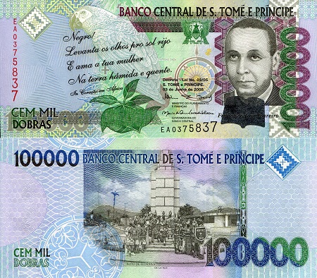 Sao Tome (Saint Thomas & Prince) 100,000 Dobras Pick Number: 69 UNC Banknote