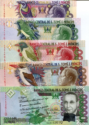 Sao Tome (Saint Thomas & Prince) 5,000 - 100,000 Dobras Pick Number: 65d, 66d, 67e, 68e, 69c UNC Banknote