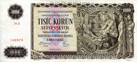 Slovakia 1,000 Korun Pick Number: 13s aUNC/XF (see large scan) Banknote