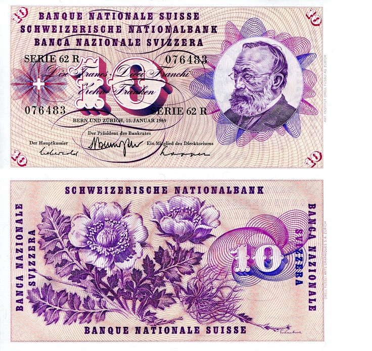 Switzerland 10 Francs Pick Number: 45o UNC Banknote