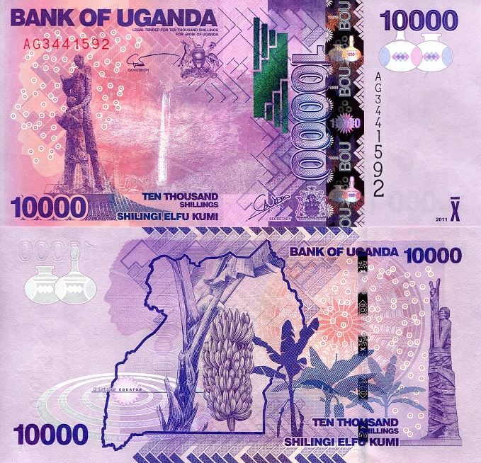 Uganda 10,000 Shillings Pick Number: 52b UNC Banknote