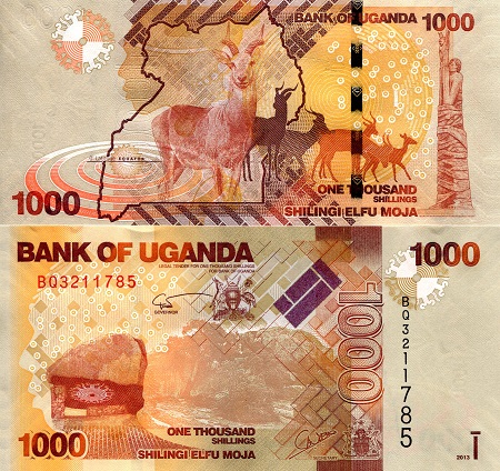 Uganda 1,000 Shillings Pick Number: 49b UNC Banknote