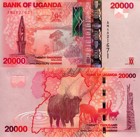 Uganda 20,000 Shillings Pick Number: 53a UNC Banknote