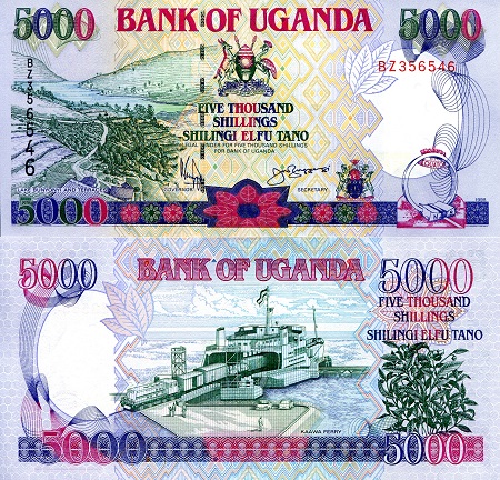 Uganda 5,000 Shillings Pick Number: 37b UNC Banknote