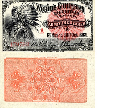 USA - Memorabilia & Miscellaneous items World Columbian Expo in Chicago XF (see scan)