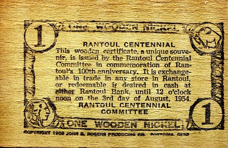 USA - Local Currency and Scrip 1 Wooden Nickel See Scan (Ungraded) pick #: NP