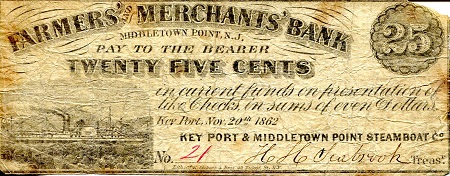 USA - Local Currency and Scrip 25 Cents Pick Number: NP See Scan (ungraded) Banknote