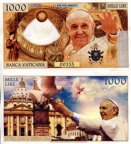 Vatican City Lire fun notes