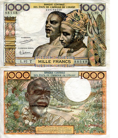 Togo 1000 Francs Pick Number: 813Ti VF (see large scan) Banknote