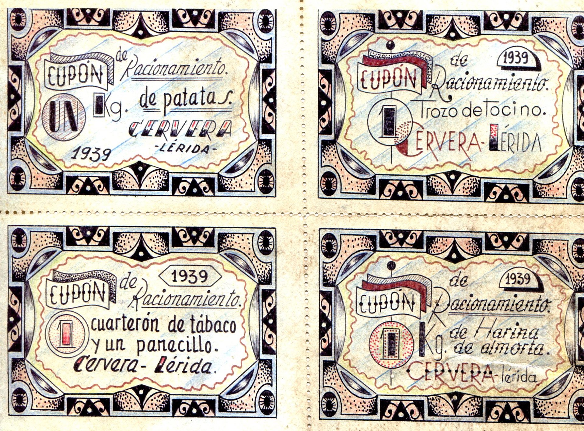 Spain - Ration Cards / Coupons Paseta banknotes