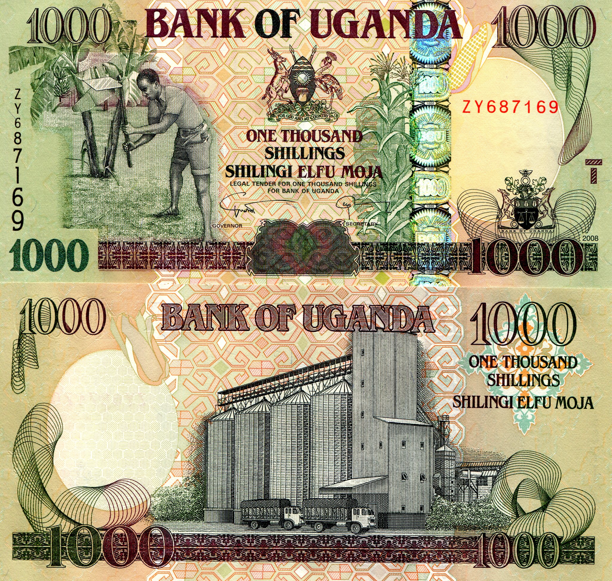 Uganda 1,000 Shillings UNC pick #: 43c