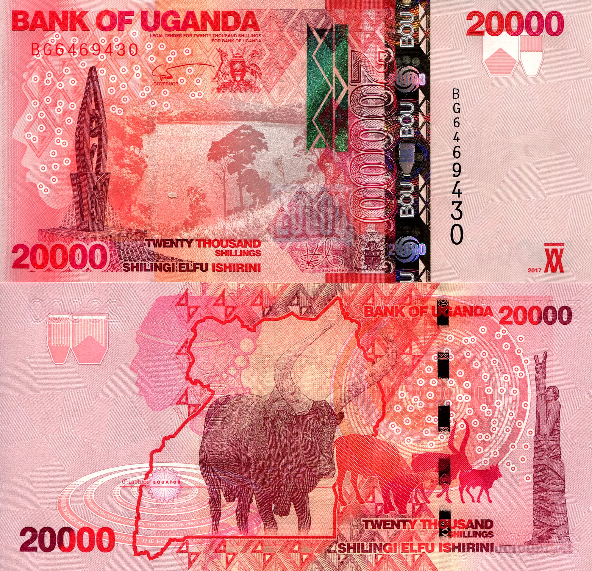 Uganda 20,000 Shillings UNC pick #: 53d