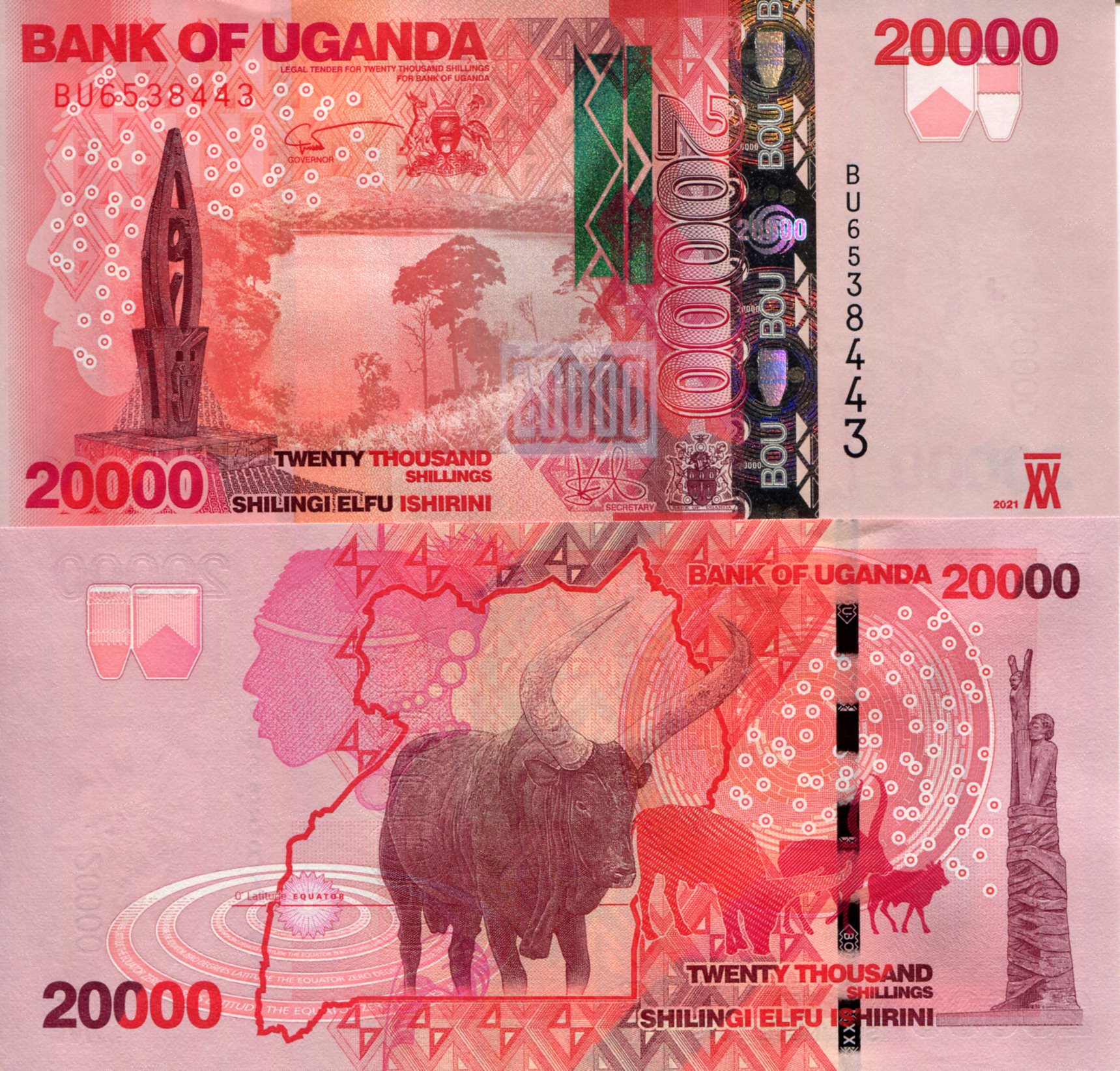 Uganda 20,000 Shillings UNC pick #: 53f