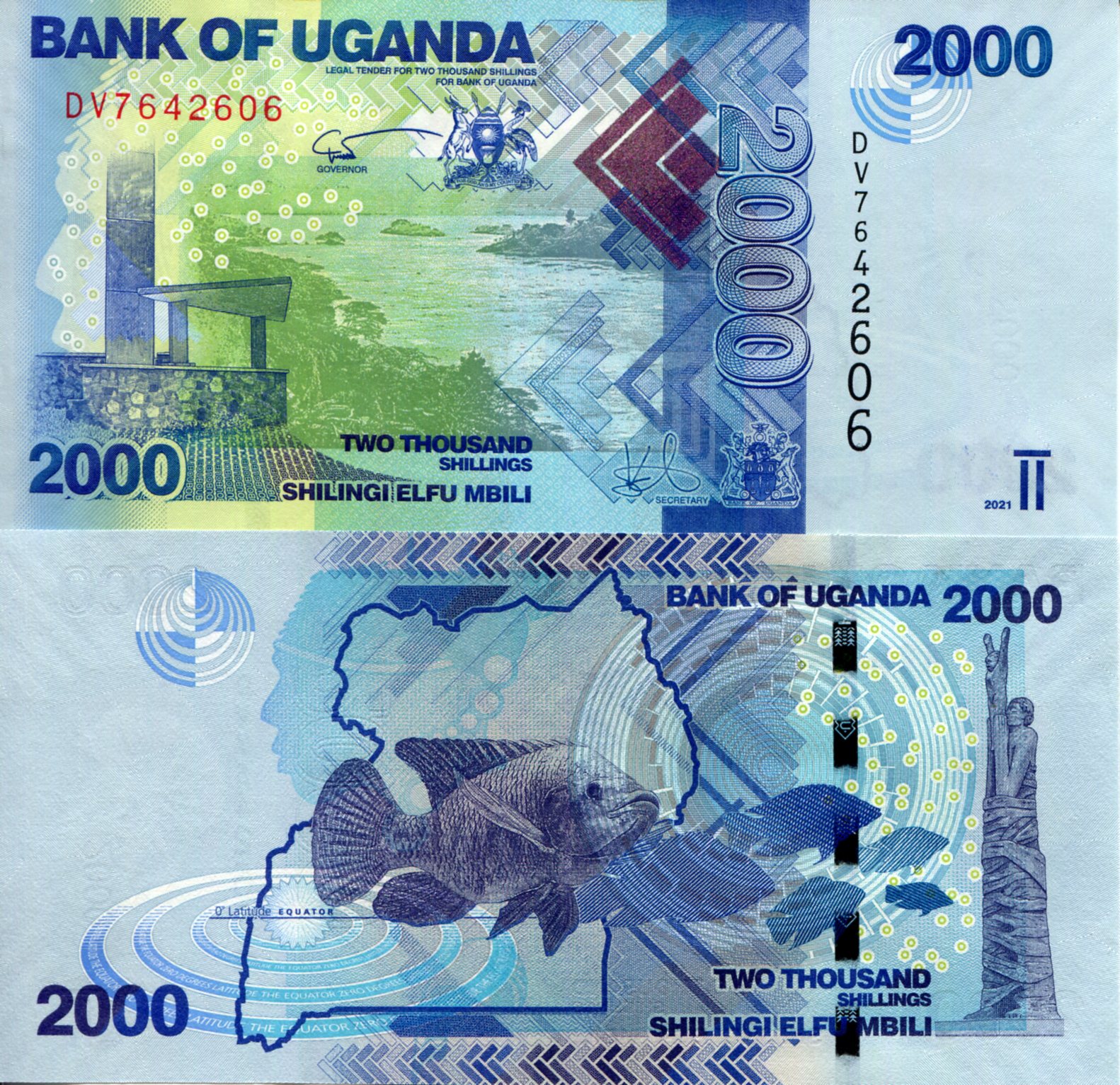 Uganda 2,000 Shillings UNC pick #: 50f